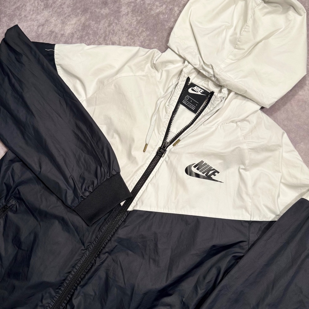 Nike Sportswear Windrunner Hooded Jacket Black White Full Zip Mens Large